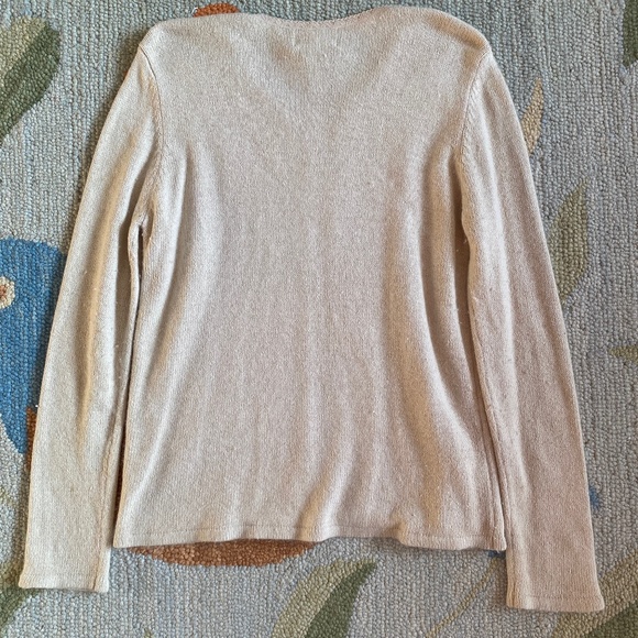 Sag Harbor I Ecru Silk Blend Pullover Two-Fer Sweater - Picture 2 of 16